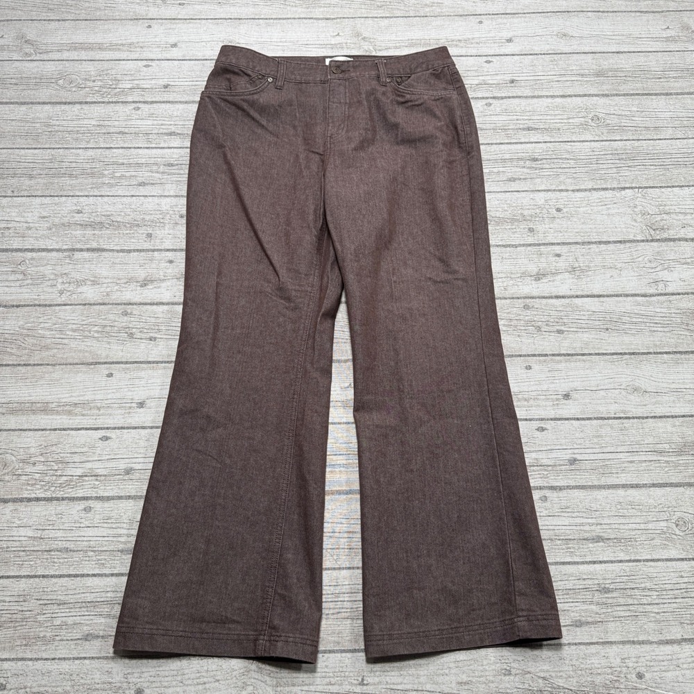 Northern Reflections Pants Women's 12 Brown Wide Leg Ankle Town Stretch Trousers